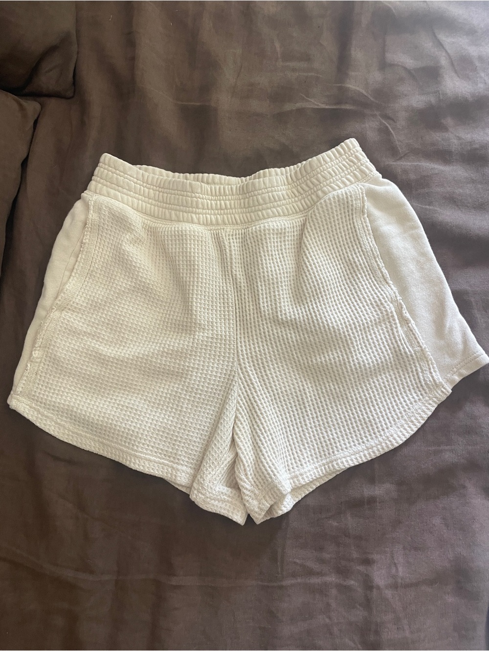 Aerie Cream Waffle Knit Pajama Lounge Shorts M